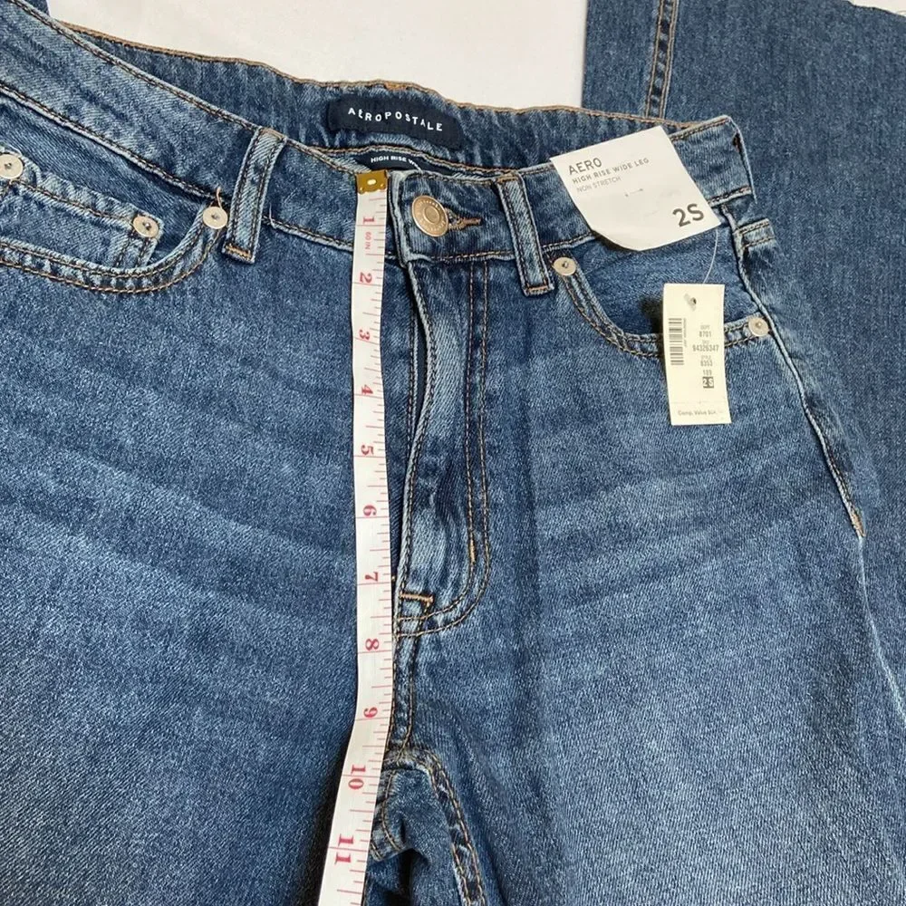 Aeropostale High Rise Wide Leg Non Stretch Jeans